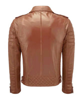 Men Biker Leather Jacket Mango Tan SkinOutfit